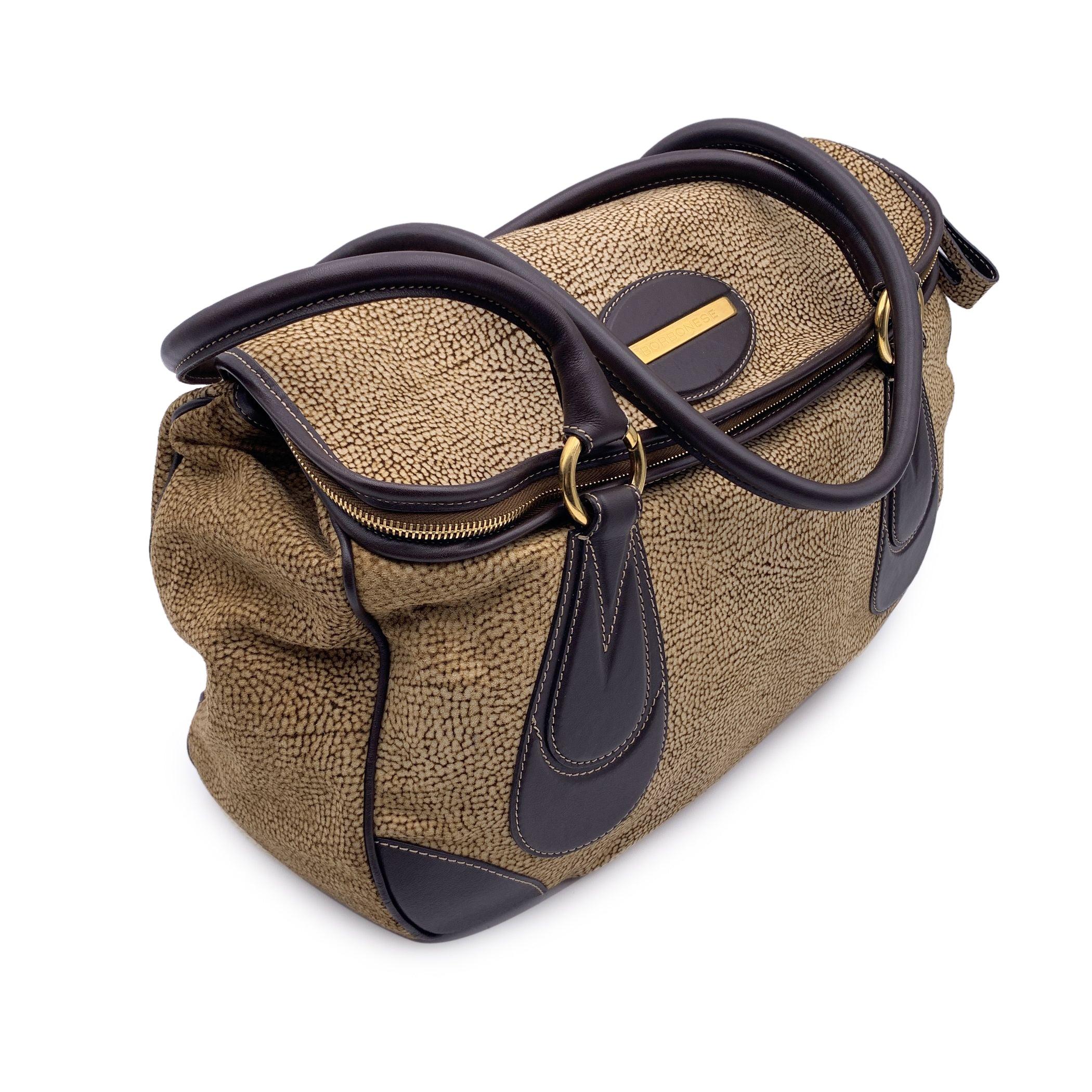 Black Borbonese Brown Op Suede and Leather Tote Shoulder Bag For Sale