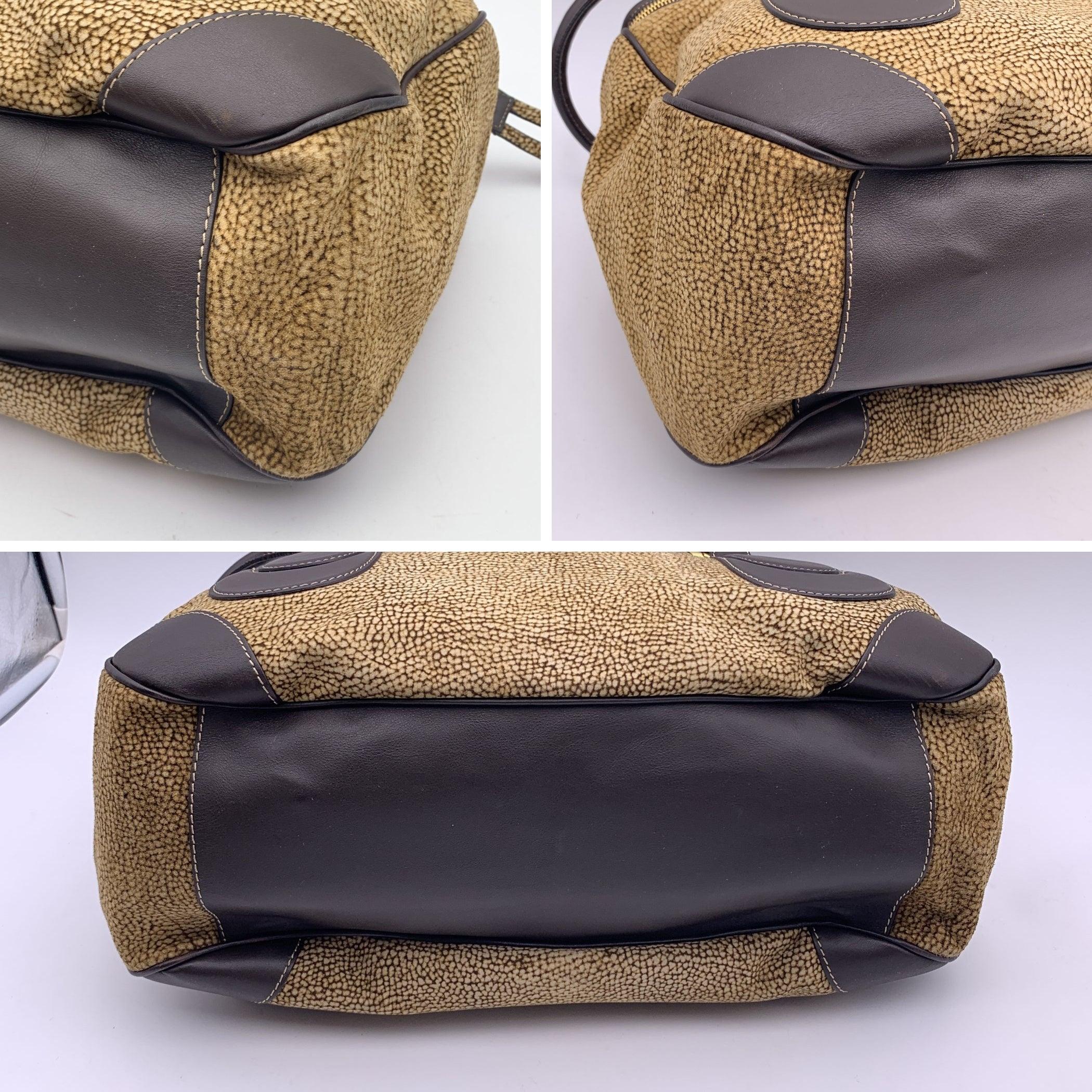 Women's Borbonese Brown Op Suede and Leather Tote Shoulder Bag For Sale