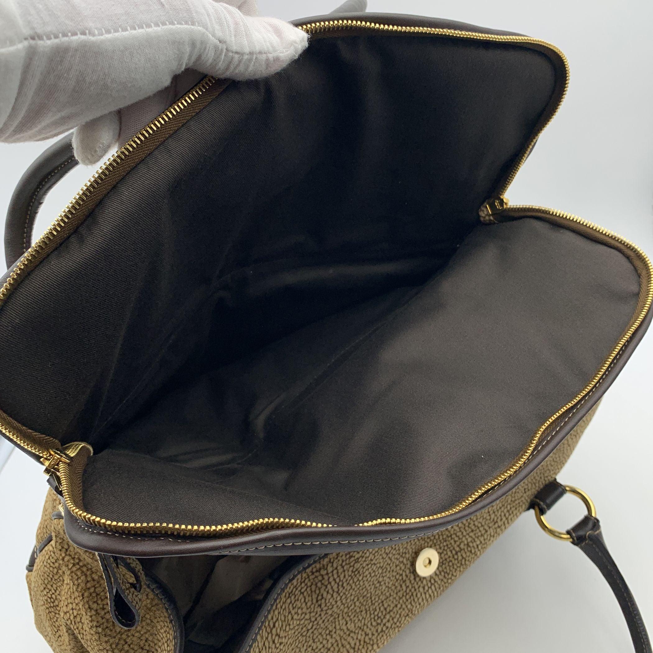 Borbonese Brown Op Suede and Leather Tote Shoulder Bag For Sale 1