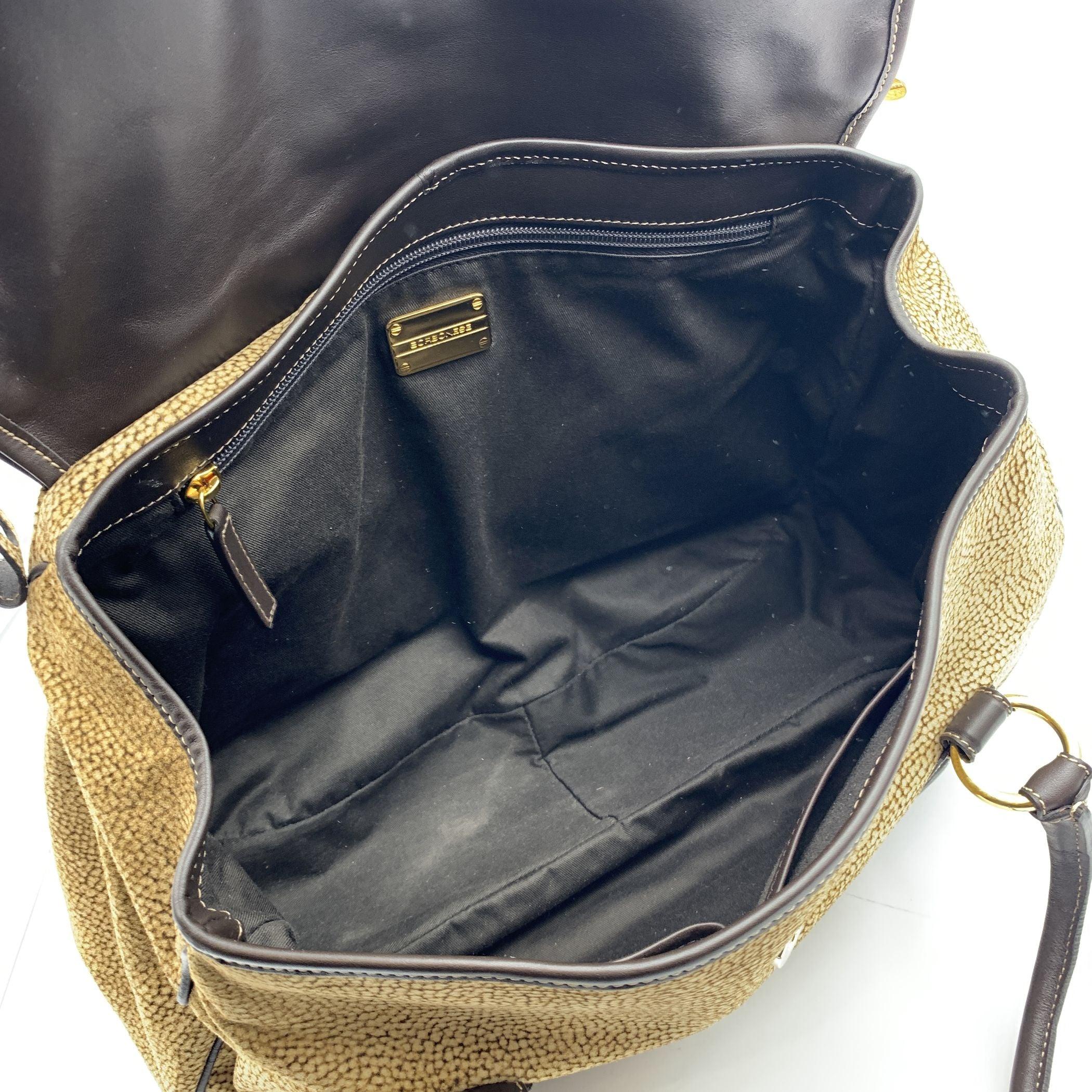 Borbonese Brown Op Suede and Leather Tote Shoulder Bag For Sale 2