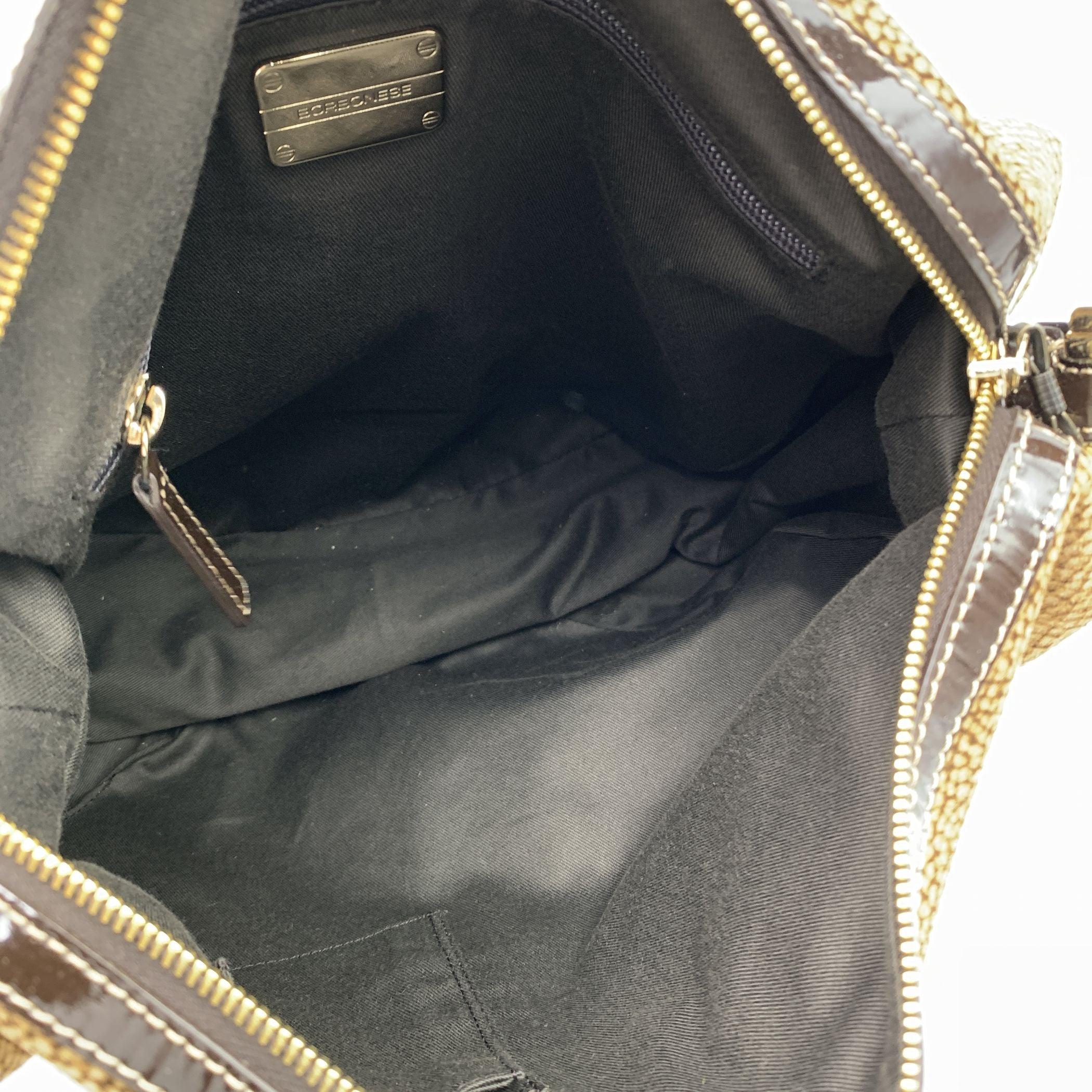 Borbonese Brown Op Suede and Patent Leather Hobo Shoulder Bag 1