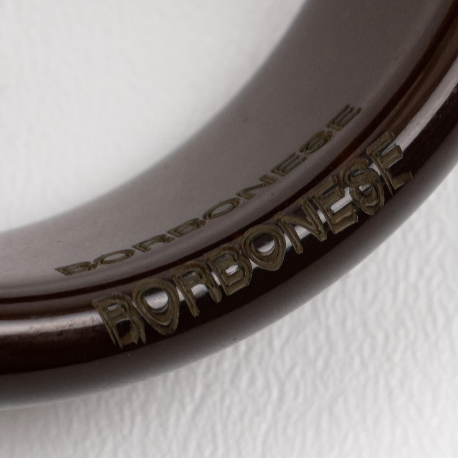 Women's or Men's Borbonese Italy Cocoa Brown Lucite Bracelet Bangle with Paste, a pair For Sale
