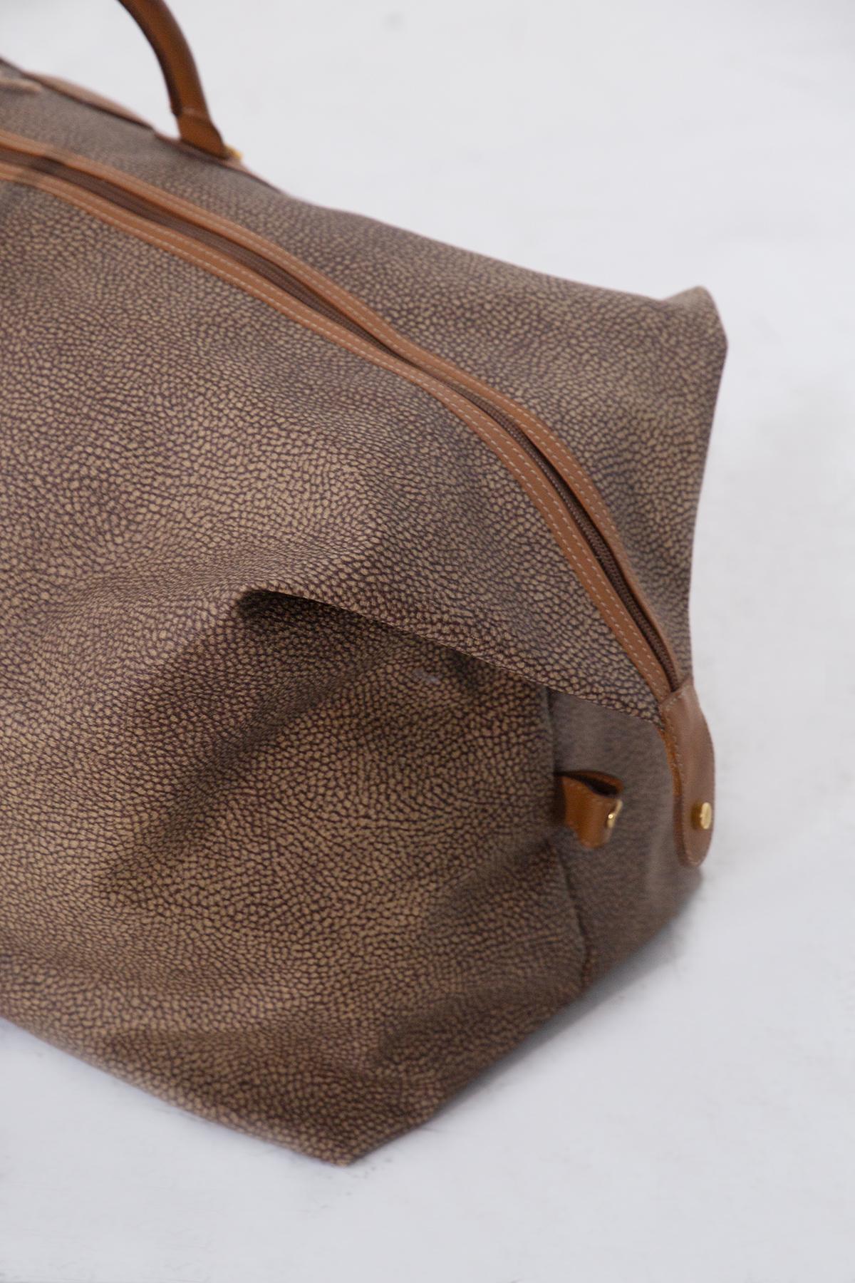 Brown Sac de voyage Borbonese Vintage - Cuir 'Occhio di Pernice en vente