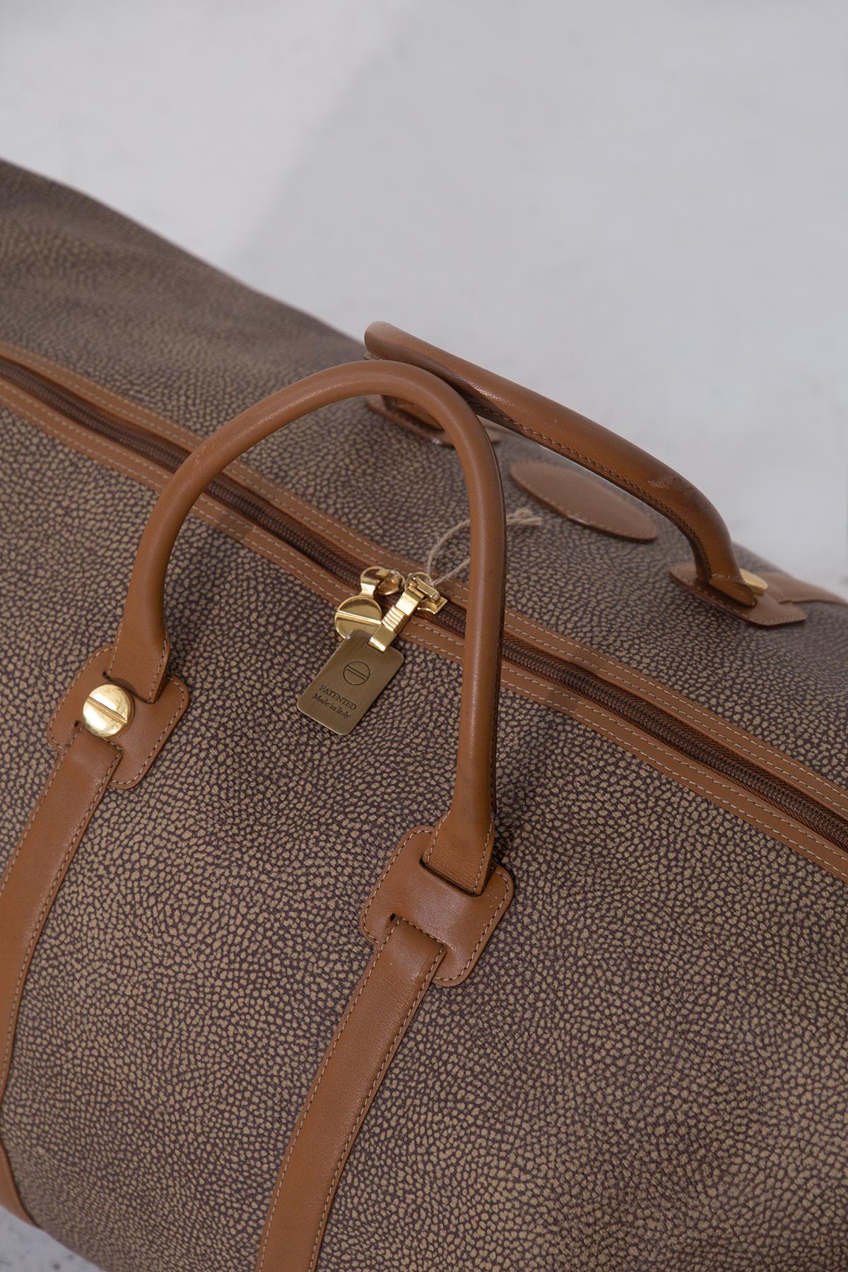 Sac de voyage Borbonese Vintage - Cuir 'Occhio di Pernice Bon état - En vente à Milano, IT