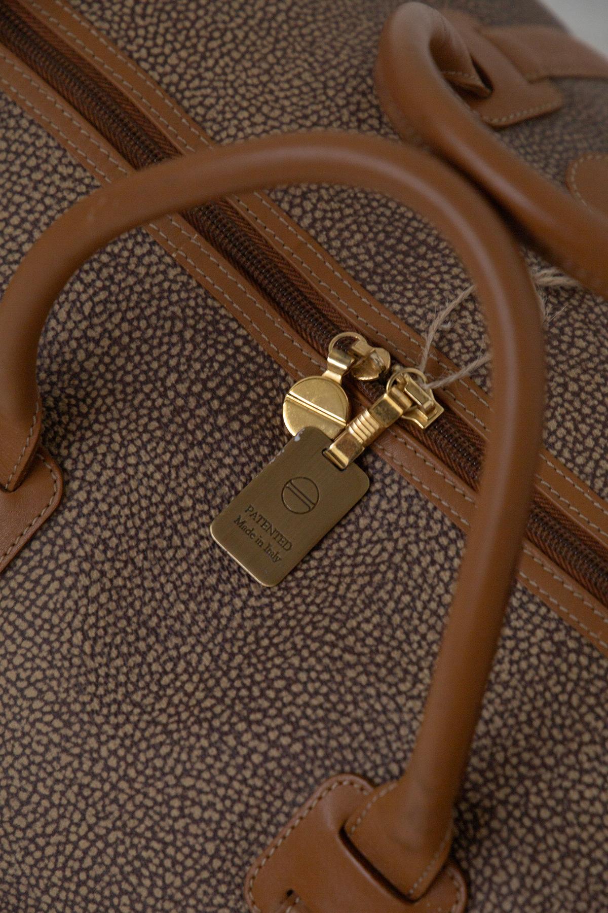 Sac de voyage Borbonese Vintage - Cuir 'Occhio di Pernice en vente 1