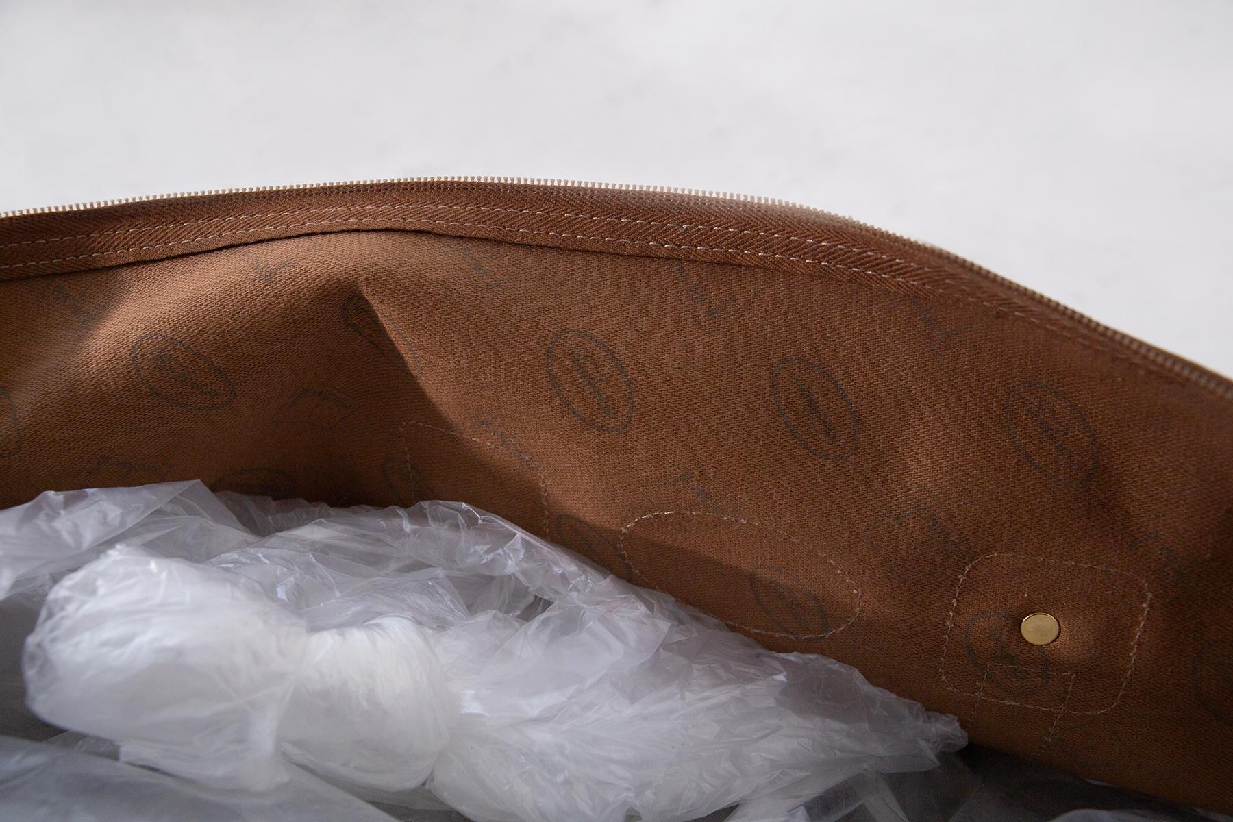Sac de voyage Borbonese Vintage - Cuir 'Occhio di Pernice en vente 3