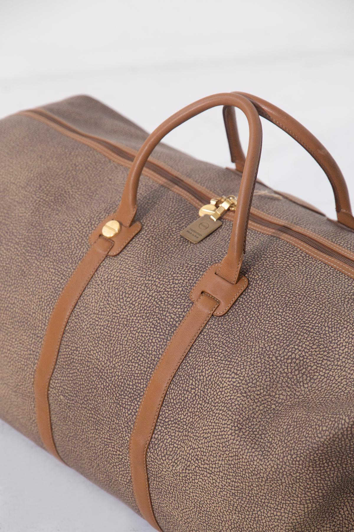 Sac de voyage Borbonese Vintage - Cuir 'Occhio di Pernice en vente 4