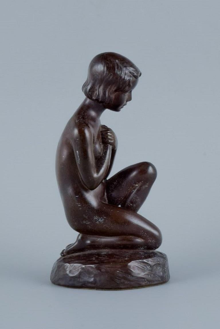 Danish Borch for Just Andersen, Art Deco Sculpture of a Young Nude Woman For Sale