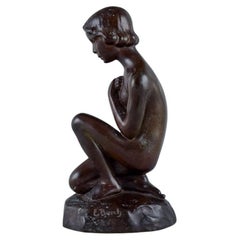 Borch for Just Andersen, Art Deco Sculpture of a Young Nude Woman