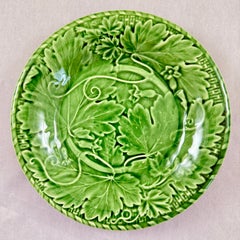 Bordallo Pinheiro Green Grape Vine & Basket Weave Green Plate