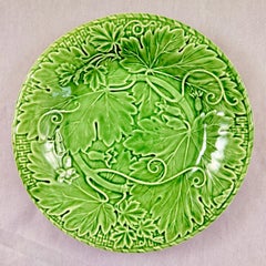 Bordallo Pinheiro Green Grape Vine & Basket Weave Green Plate