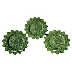 Bordallo Pinheiro Green Leaf Platters, Set of Three