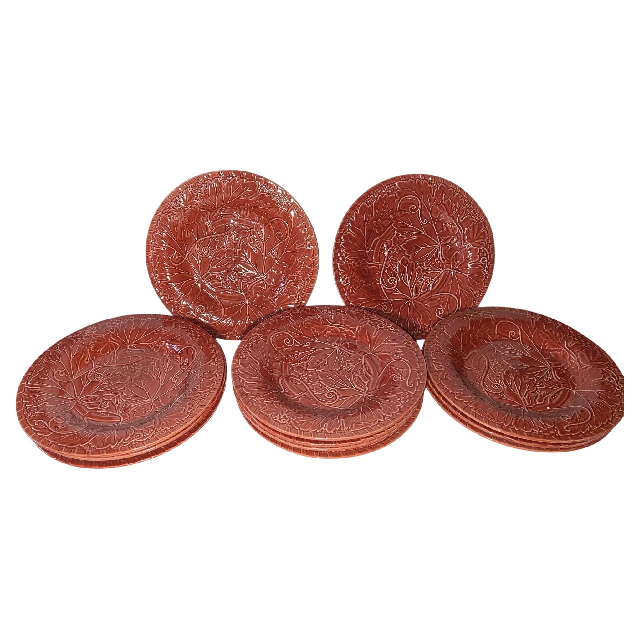 Bordallo Pinheiro Vine Mid Century Plates - Set of Twelve