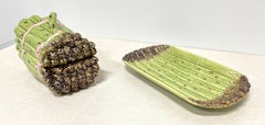 BORDALO PINHEIRO Portugal Asparagus Serving Tureen & Vegetable Plate