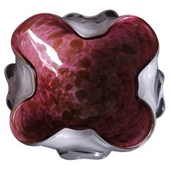 Burdeos  y cuenco blanco de cristal de Murano, Italia, años 50