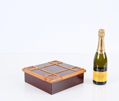 Quadratische italienische Dekoschachtel aus Bakelit und Bambus aus Bordeaux, Tommaso Barbi, 1980er Jahre