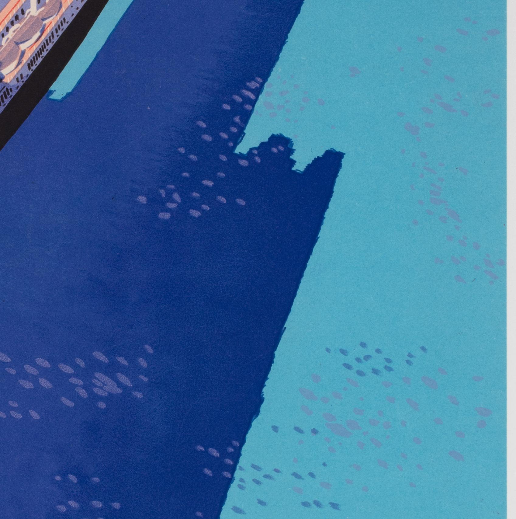 Lino Poster di viaggio Bordeaux Casablanca 1951 Cie Gle Transatlantique, Edouard Collin in vendita