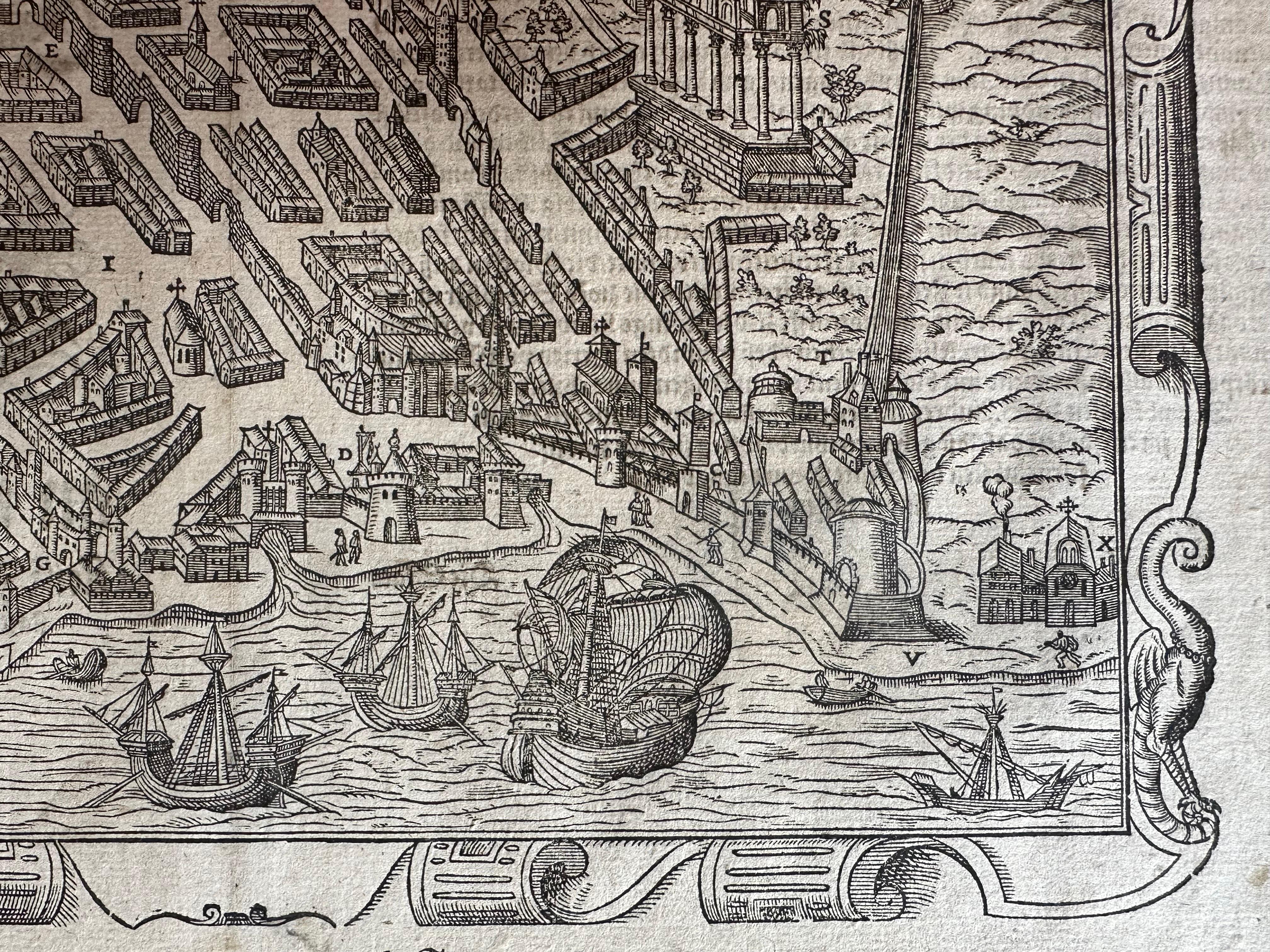 Veduta della città di Bordeaux - xilografia originale di Braun & Hogenberg, 1575 ca. in vendita 1