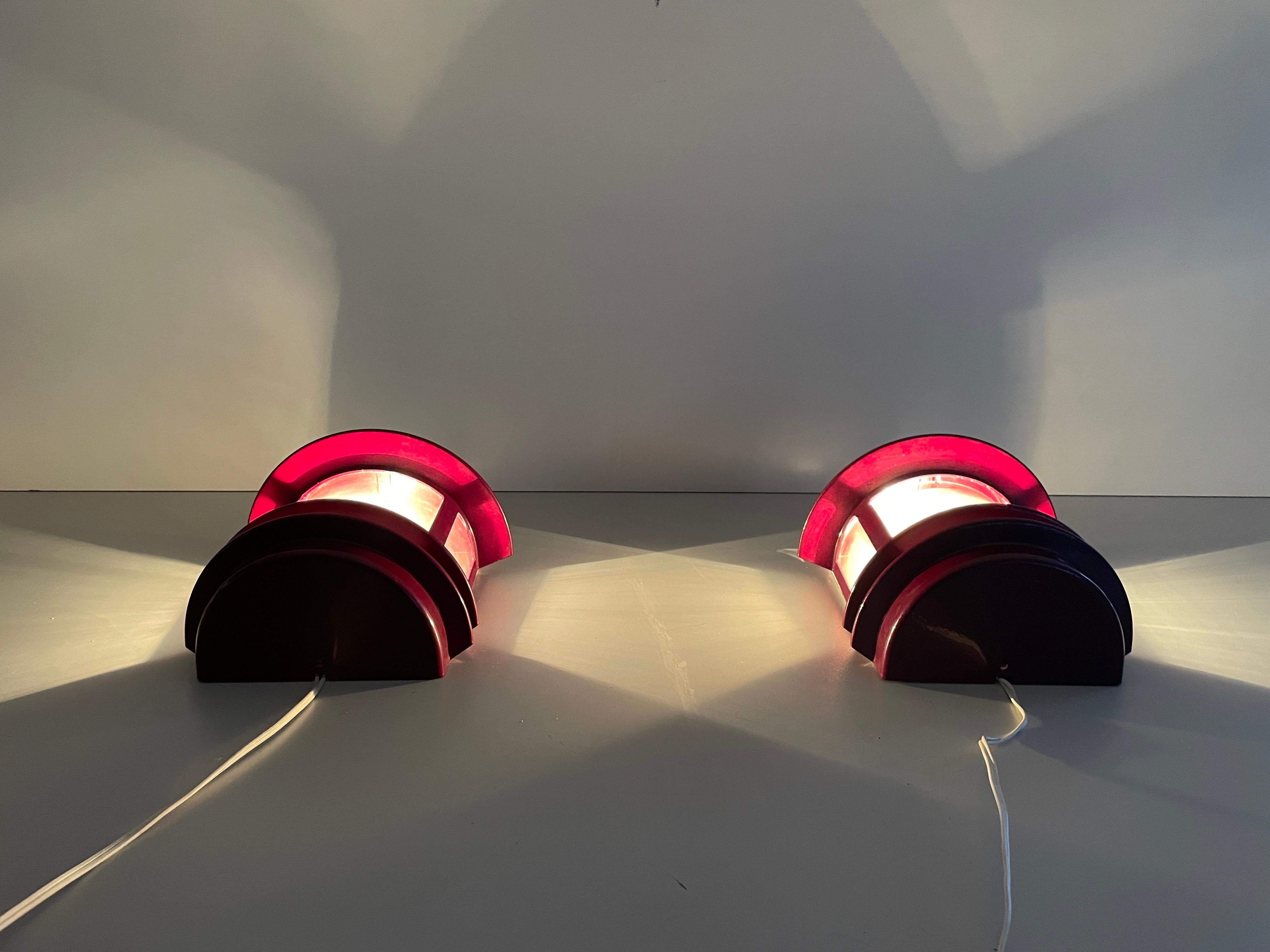 Bordeaux Colour Metal Pair of Outdoor Sconces, 1970s, Germany For Sale 11