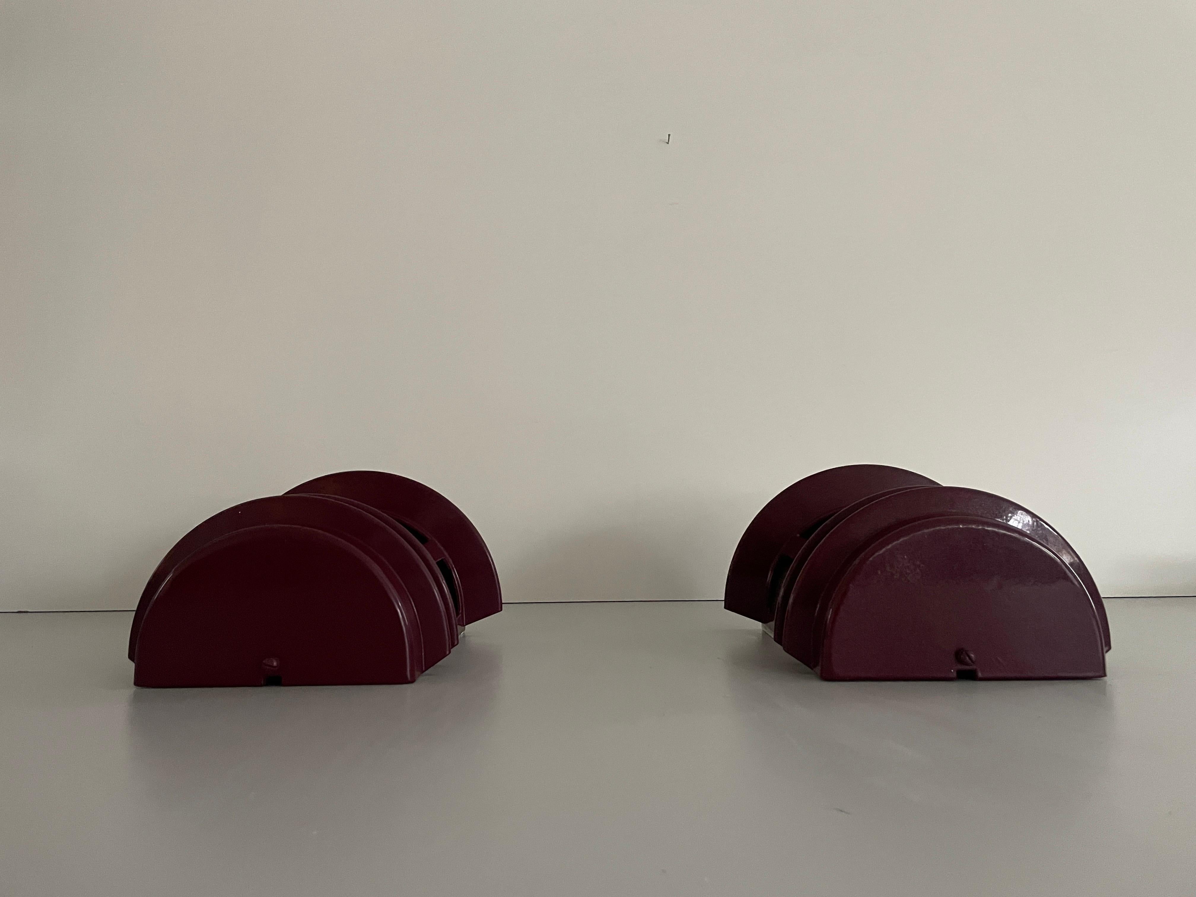 Bordeaux Colour Metal Pair of Outdoor Sconces, 1970s, Germany For Sale 1