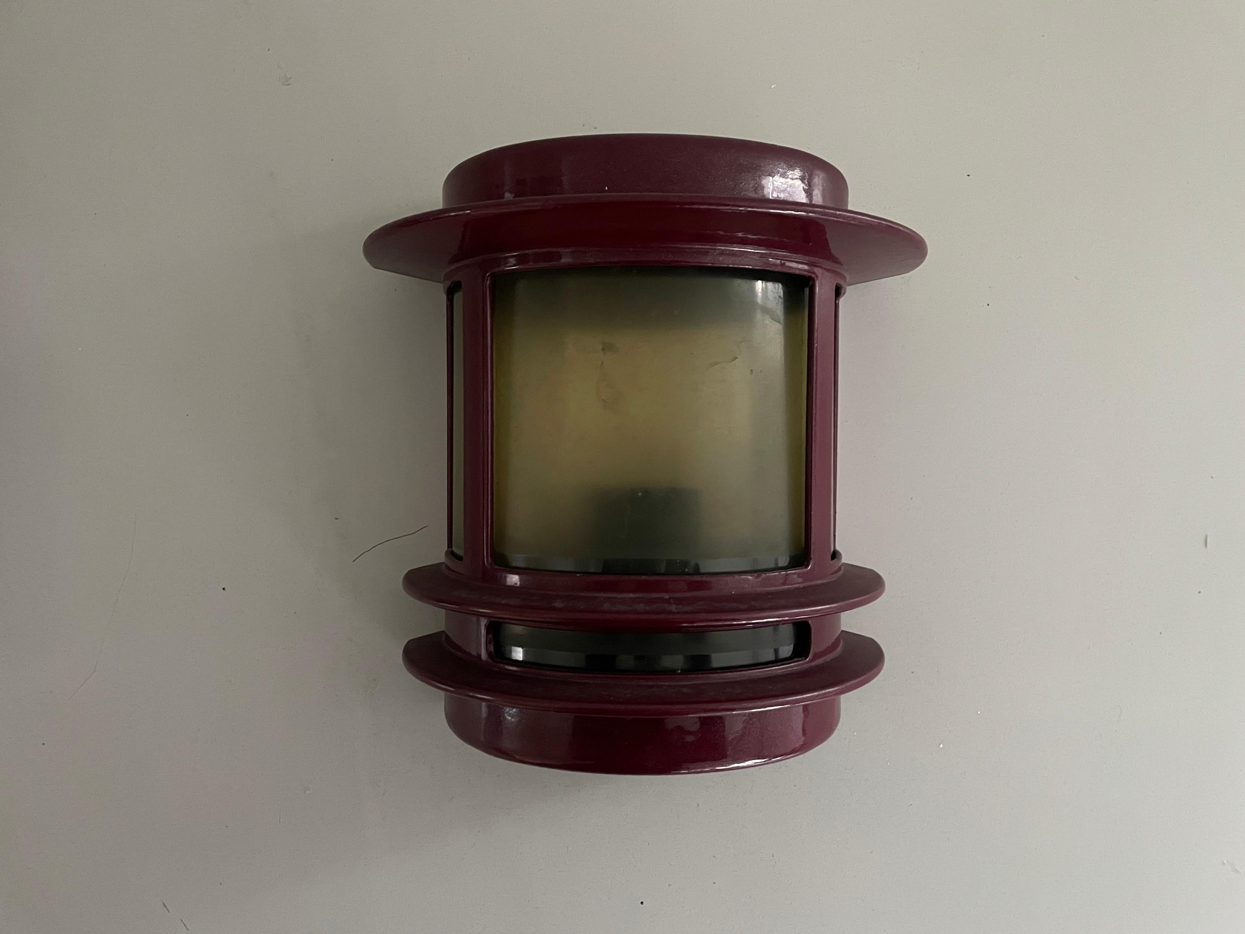 Bordeaux Colour Metal Pair of Outdoor Sconces, 1970s, Germany For Sale 2