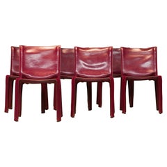 Bordeaux Italian Leather "Cab" Chairs by Mario Bellini, Set of 6