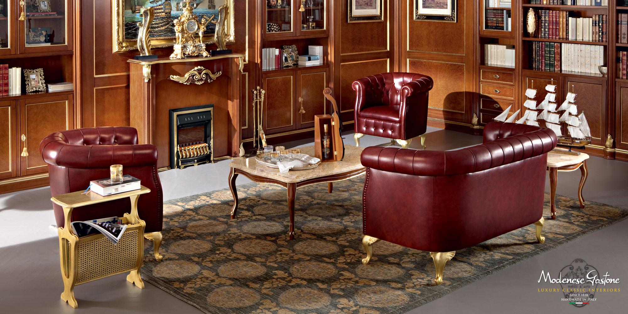 Executive Office-Gaststuhl aus Leder von Modenese Luxury Interiors, Leder (Appliqué) im Angebot