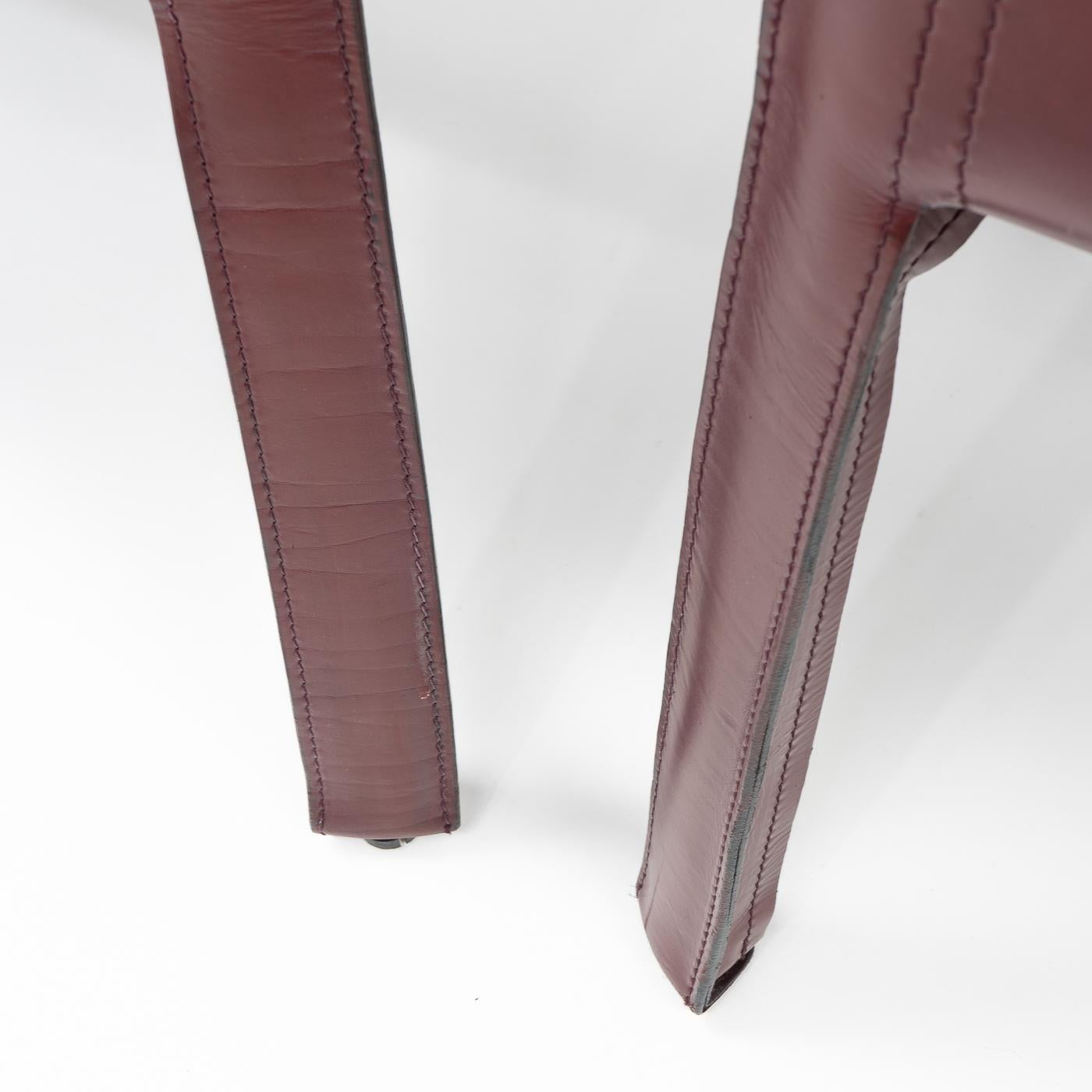 Patinated Bordeaux Red Cab 413 Chairs by Mario Bellini for Cassina, Set of 6 3