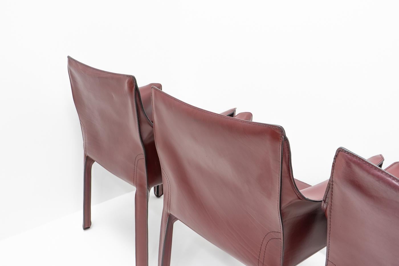 Patinated Bordeaux Red Cab 413 Chairs by Mario Bellini for Cassina, Set of 6 8