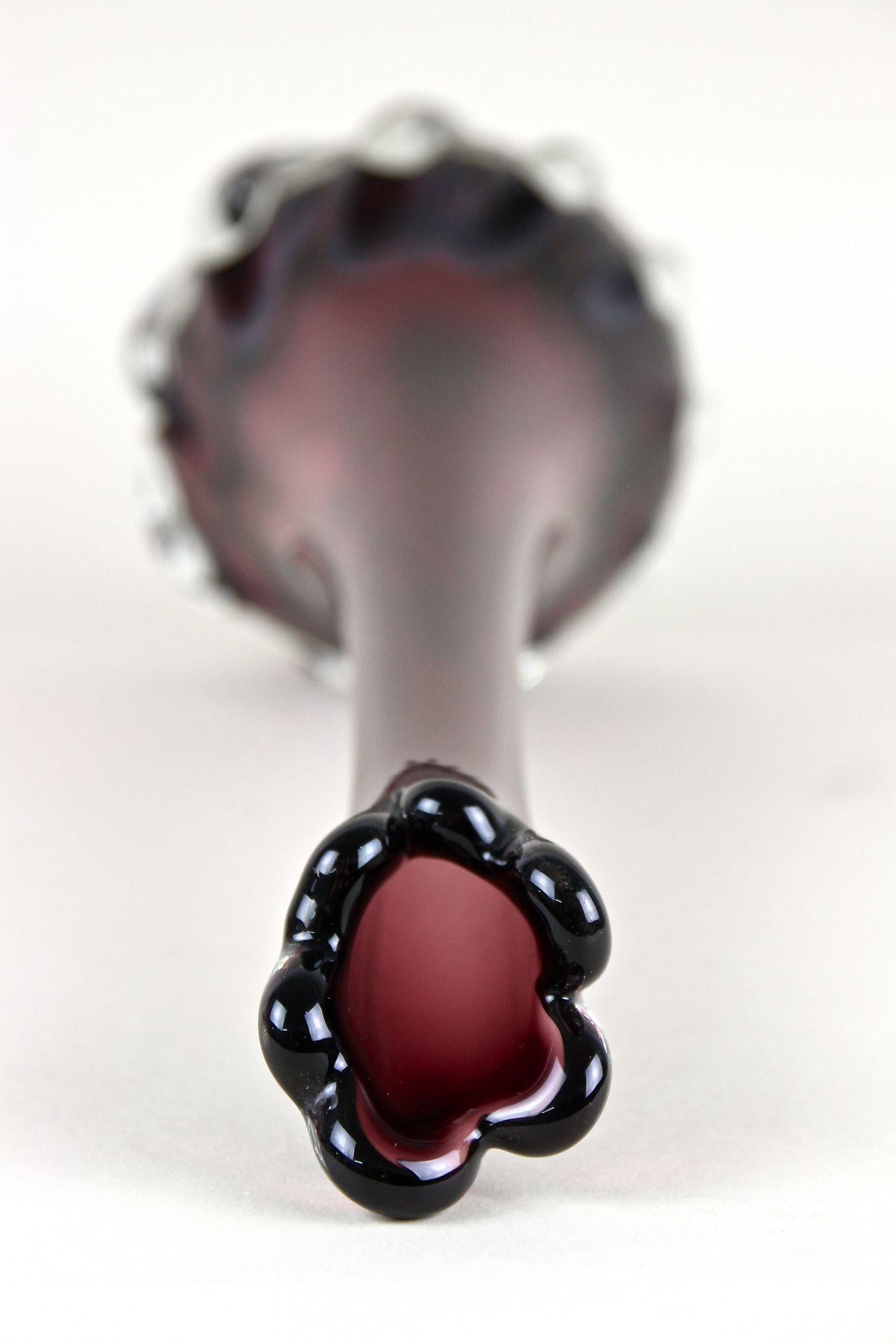 Bordeaux Red Murano Glass Long Neck Vase, 20th Century, Italy circa 1970 For Sale 10
