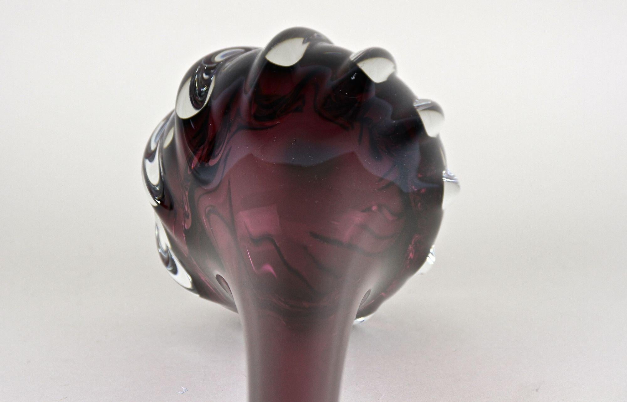 Bordeaux Red Murano Glass Long Neck Vase, 20th Century, Italy circa 1970 For Sale 11