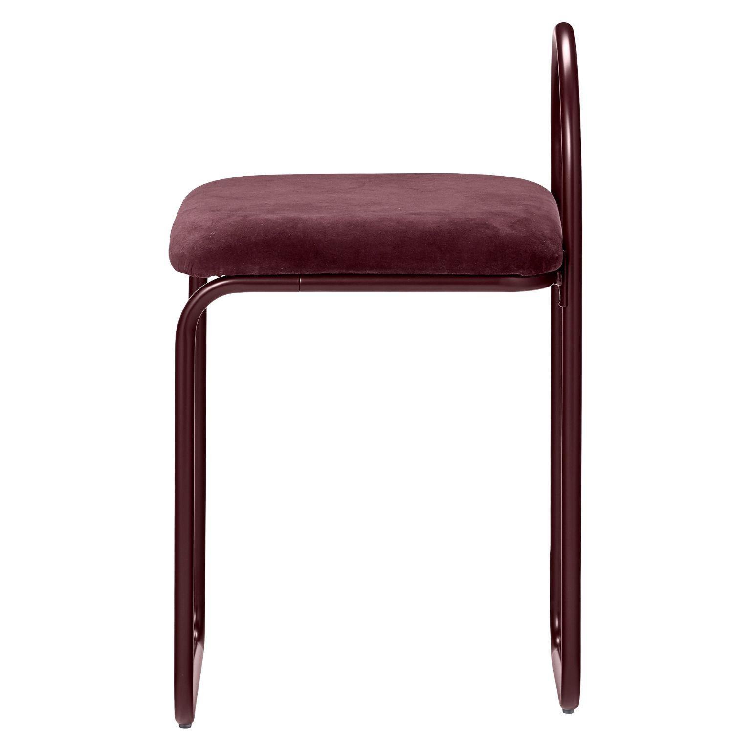 Modern Bordeaux Velvet Minimalist Dining Chair