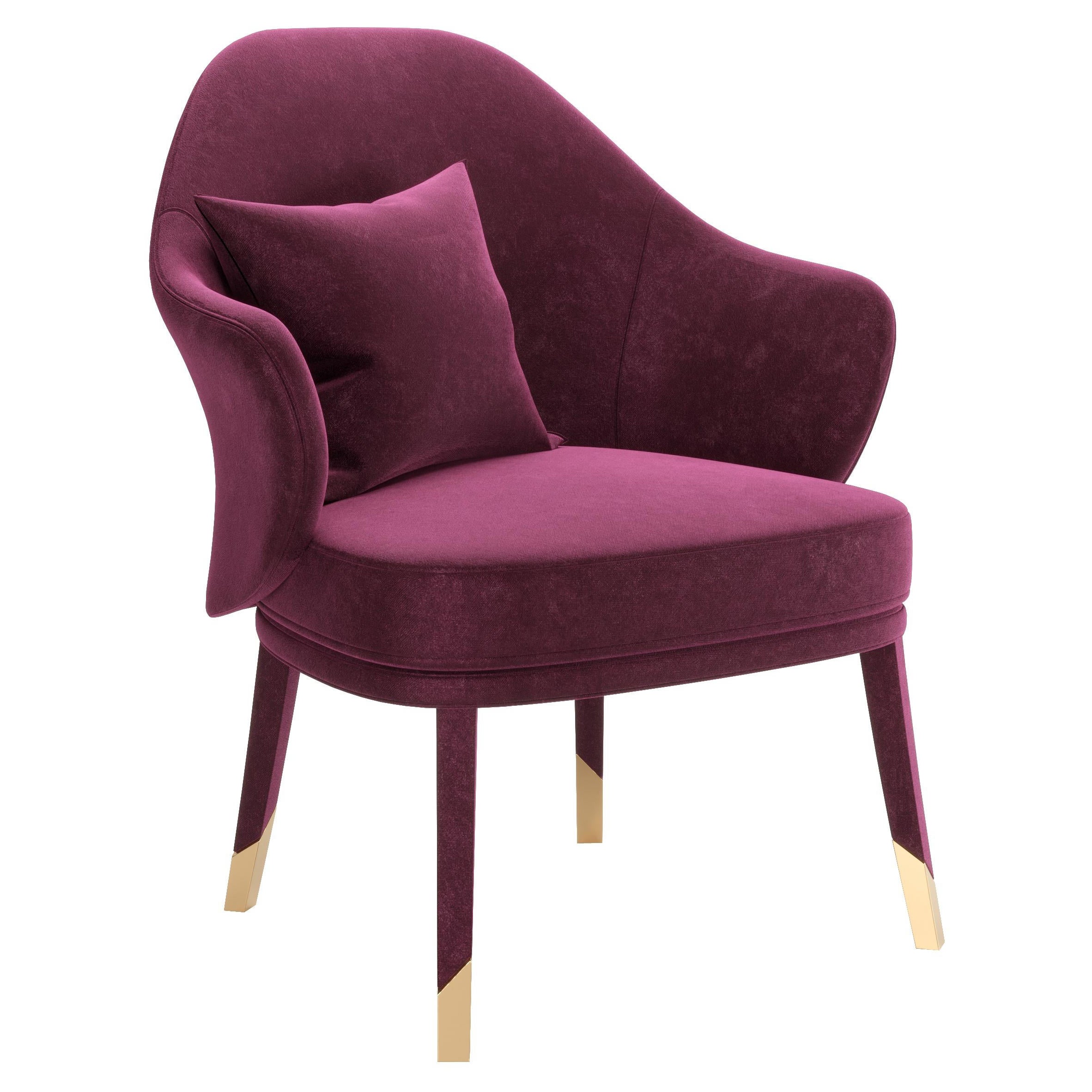 Fauteuil The Moderns en velours bordeaux en vente