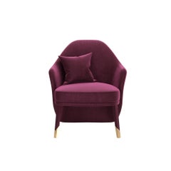 Bordeaux Velvet Modern Bhutan Armchair High Back