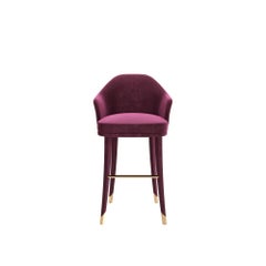 Bordeaux Velvet Modern Bhutan Bar Stool
