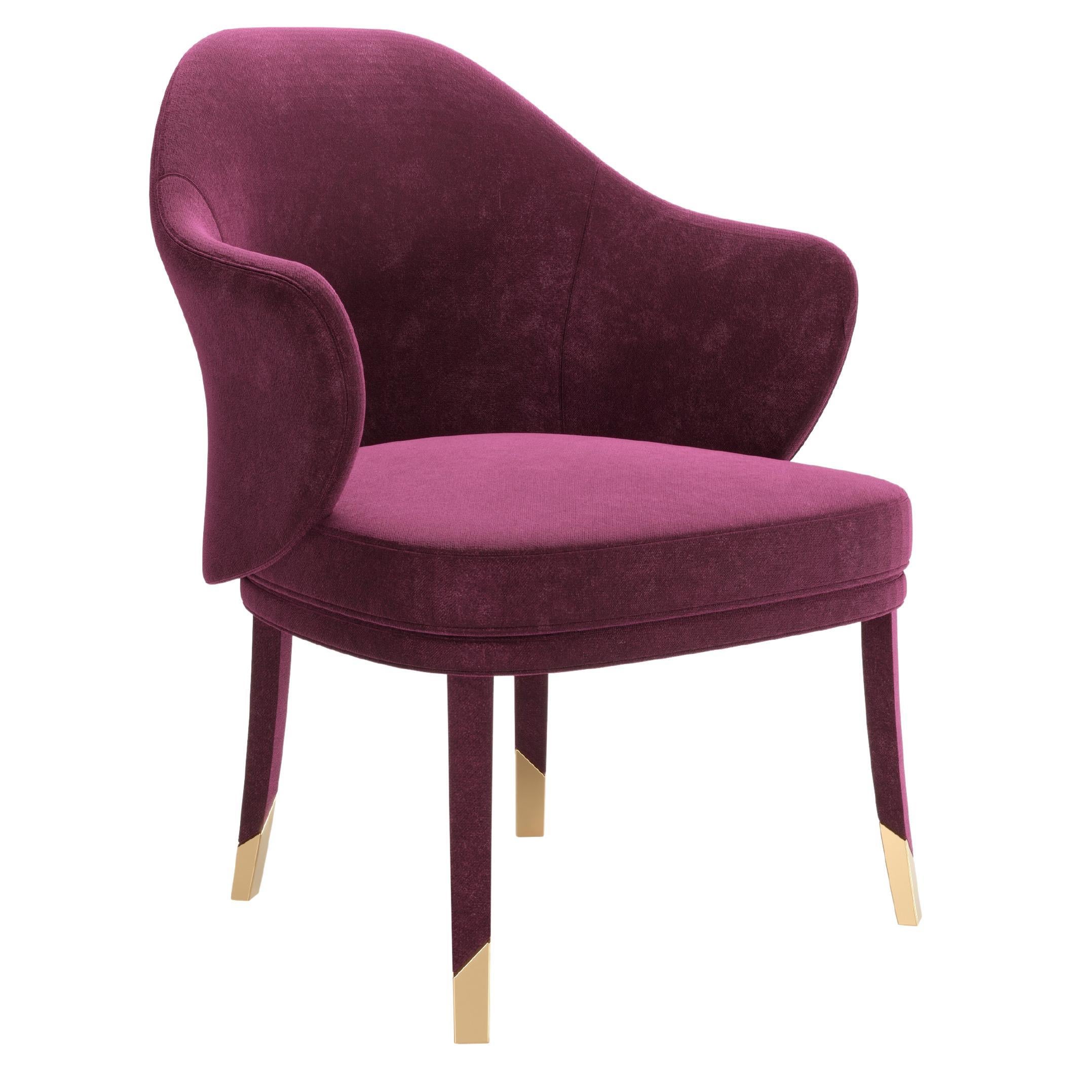 Bordeaux Velvet Modern Bhutan Dining Chair