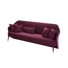 Bordeaux Velvet Modern Bhutan Sofa