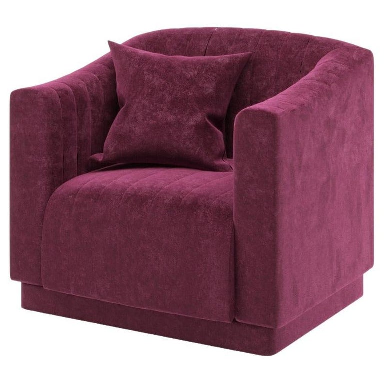 Bordeaux Velvet Modern Uphostery Armchair For Sale at 1stDibs