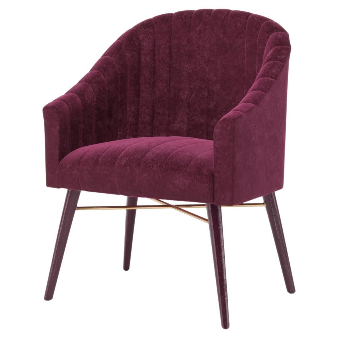 Bordeaux Velvet Modern Uphostery Dining Chair W/ Feet