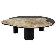 Bordeira Coffee Table by Rute Martins, Green Persian Onyx and Black Oak