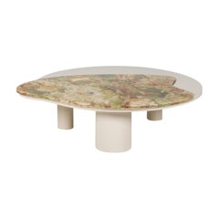 Bordeira Coffee Table by Rute Martins, Green Persian Onyx and White Lacquer