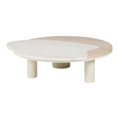Bordeira Coffee Table by Rute Martins, White Onyx, Travertine and White Lacquer