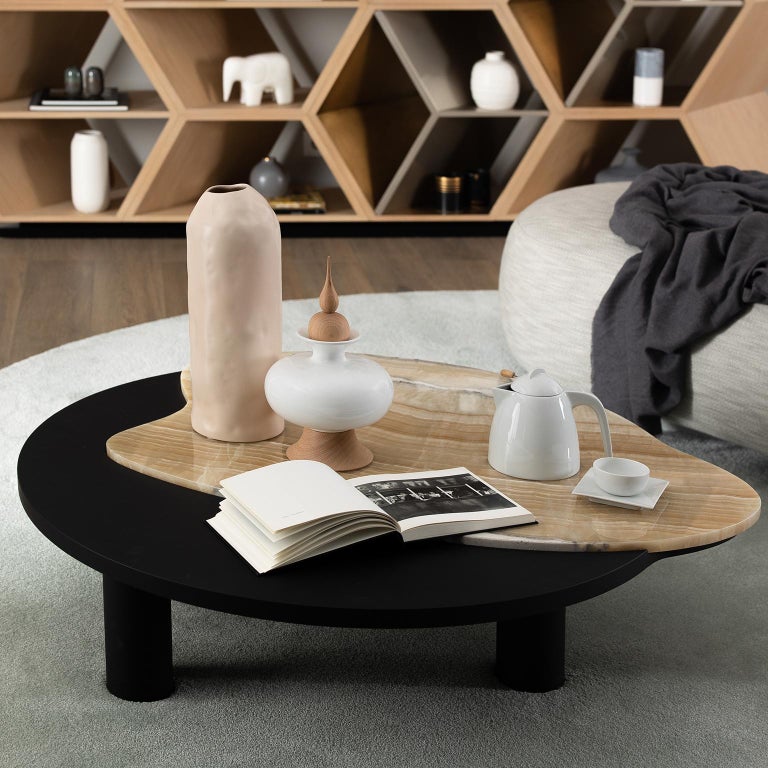 Contemporary Greenapple Coffee Table, Bordeira Coffee Table, Onyx Top, Handmade in Portugal For Sale