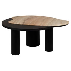 Bordeira Compact Coffee Table by Rute Martins, Miel Onyx and Black Oak