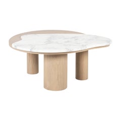 Bordeira Compact Coffee Table, Calacatta Strong Vein Marble and Grey Oak