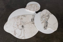 Bordeira Nesting Couchtisch, Set/3, Dover Weißer Marmor, Handgefertigt von Greenapple
