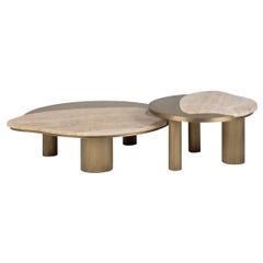 Bordeira Nesting Coffee Tables Set of 2 by Rute Martins, Miel Onyx and Brass