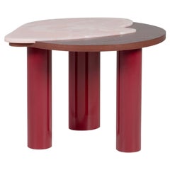 Bordeira Side Table by Rute Martins, Pink Onyx, Garnet Oak and Garnet Lacquer