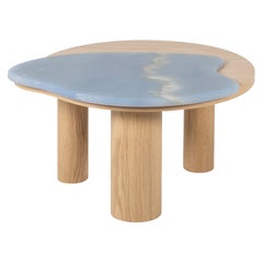 Bordeira Small Coffee Table by Rute Martins, Blue Onyx and Natural Oak