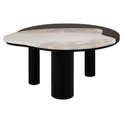 Bordeira Small Coffee Table, Calacatta Cremo Marble and Black Oak